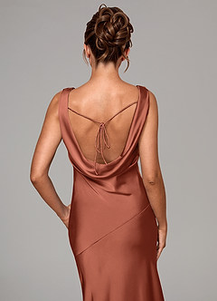 Azazie Rylina Bridesmaid Dresses Clay Mermaid Stretch Satin Dress image2