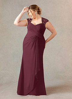 Azazie Birdie Mother of the Bride Dresses Cabernet A-Line Queen Anne Sequins Chiffon Dress image9