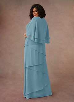 Azazie OHara Mother of the Bride Dresses Moody Blue A-Line V-Neck Chiffon Dress image20