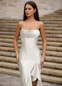 Siren White Mermaid Prom Dress image7