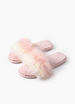 front Pantuflas peludas con bloques de color