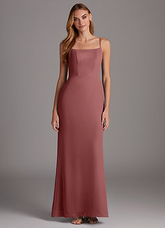 Azazie Tayla Bridesmaid Dresses Amethyst Sheath Square Neckline Chiffon Dress image1