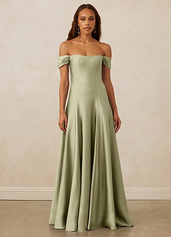 Christian Siriano Bridal for Azazie 1002 Bridesmaid Dresses Pistachio A-Line Off the Shoulder Stretch Satin Convertible Dress image2