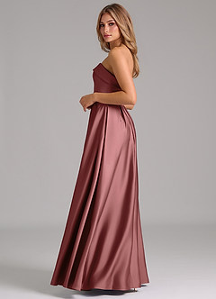 Azazie Lucienne Robes de demoiselle d'honneur Robe Trapèze Convertible en Satin extensible Sans bretelle Améthyste image3