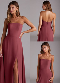 Azazie Wren Bridesmaid Dresses Merlot A-Line Side Slit Chiffon Convertible Dress image9