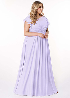 Azazie Daphne vestidos de dama de honor modestos Vestido de Corte en A Volantes Hasta el suelo Gasa image10