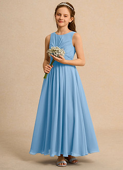 Azazie Ducky Girls Formal Flower Girl Dresses Powder Blue A-Line Pleated Chiffon Dress image6