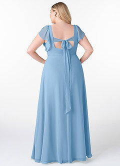 Azazie Syenna Bridesmaid Dresses Powder Blue A-Line Ruched Chiffon Dress image2