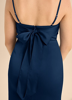 Azazie Mai Junior Dark Navy A-Line Sweetheart Neckline Stretch Satin Dress image6