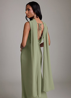 Azazie Linelle Bridesmaid Dresses Pistachio Mermaid Pleated Chiffon Dress image9