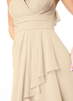 Azazie Aviv 신부 들러리 드레스 A라인 주름진 쉬폰 바닥 길이 드레스 image4