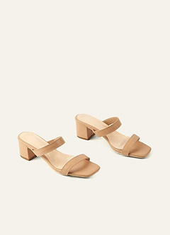 front Sandale mit zwei Riemen und niedrigem Blockabsatz