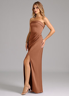Azazie Aretha Bridesmaid Dresses Bronzer A-Line Strapless Stretch Satin Convertible Dress image3