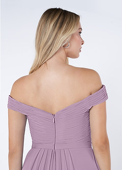 Azazie Audrianna Jurken voor bruidsmeisjes Converteerbaar Jurk van Chiffon met A-Lijn Off-the-shoulder verzameld Blauweregen image6