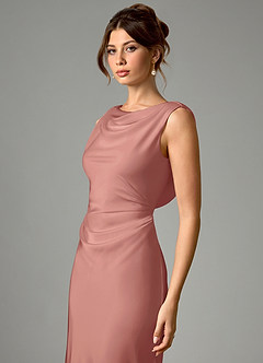 Azazie Kieryn Bridesmaid Dresses Rosette Mermaid Pleated Stretch Satin Dress image4