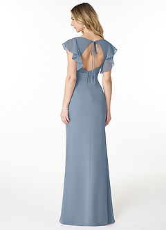 Azazie Val Bridesmaid Dresses Dusty Blue Mermaid V-Neck Keyhole Chiffon Dress image2