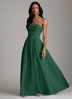Azazie Lucienne Bridesmaid Dresses Dark Green A-Line Strapless Chiffon Convertible Dress image5