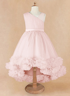 Azazie Lottie Final Sale Agave A-Line One Shoulder Satin Dress image5