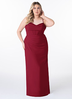 Azazie Mai Brautjungfernkleider Etui Plissee Chiffon Kleid Burgunderrot image7