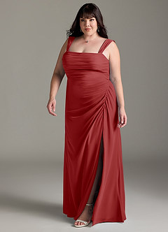 Azazie Jesaphine Robes de demoiselle d'honneur Robe Fourreau en Mousseline de soie Arc Rouille image12