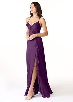 Azazie Tarni Bridesmaid Dresses Grape A-Line Chiffon Dress image3