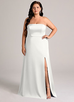 Azazie Wren Brudtärnklänningar Klä av A-Linje i Stretch Satin Axelbandslös Vit Konvertibel image6