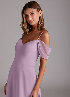 Azazie Marley Bridesmaid Dresses Wisteria A-Line Off the Shoulder Chiffon Convertible Dress image8