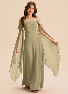 Azazie Moana Junior Linia A Pofałdowany Szyfon Długość podłogi Młodsza druhna Sukienka image1