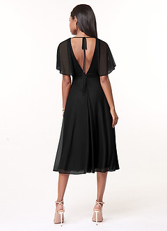 Azazie Tinsley Bridesmaid Dresses Black A-Line Pleated Mesh Dress image2