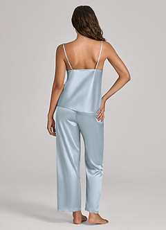 front Matching Color Satin Cami Pants Pajama Set