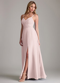 Azazie Terese Bridesmaid Dresses Blushing Pink A-Line Pleated Chiffon Dress image4