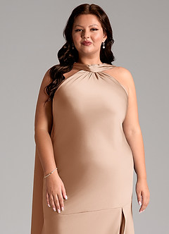 Azazie Kinsley Bridesmaid Dresses English Rose Mermaid Side Slit Stretch Satin Dress image12