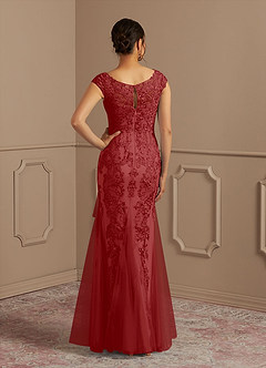 Azazie Melena Mother of the Bride Dresses Rust Mermaid Lace Tulle Dress image4