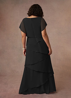 Azazie OHara Mother of the Bride Dresses Black A-Line V-Neck Chiffon Dress image14