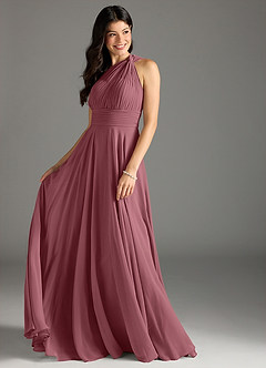 Azazie Charlize Bridesmaid Dresses Desert Rose A-Line One Shoulder Chiffon Dress image3