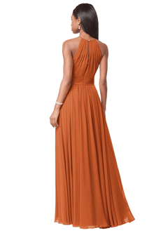 Azazie Cherish Bridesmaid Dresses Cinnamon A-Line Pleated Chiffon Dress image2