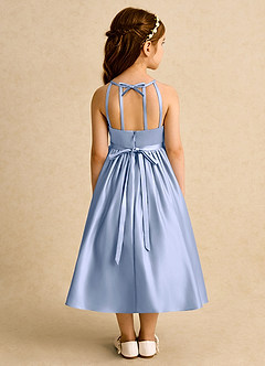 Azazie Indi Flower Girl Dresses Ice A-Line Bow Matte Satin Dress image1