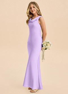 Azazie Rylina Junior Lilac Mermaid Stretch Satin Dress image4
