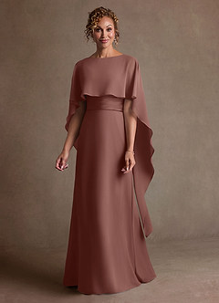 Azazie Marilla Mother of the Bride Dresses Espresso A-Line Pleated Chiffon Dress image4