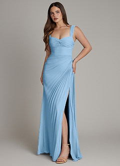Azazie Amberly Bridesmaid Dresses Steel Blue Sheath Sweetheart Neckline Chiffon Dress image1