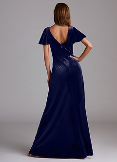 Azazie Soren Bridesmaid Dresses Dark Navy A-Line Velvet Dress image6