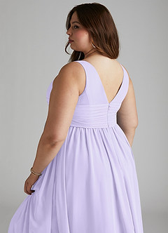Azazie Yetta Maternity Bridesmaid Dresses A-Line V-Neck Gathered Chiffon Floor-Length Dress image12