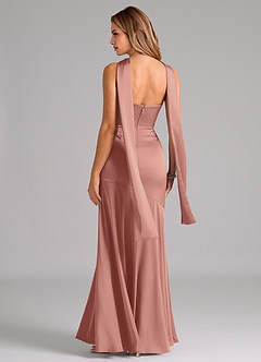 Azazie Shiloh Brautjungfernkleider Wandelbar Meerjungfrau-Linie Schulterfrei Stretch-Satin Kleid Rosettenrosa image7