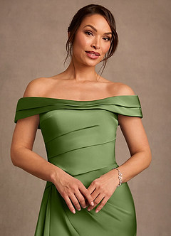 Azazie Beah Mère de la mariée Robes Robe Fourreau en Satin extensible Épaule décolletée Genévrier image6