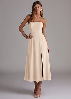 Azazie Wren Bridesmaid Dresses White Alabaster A-Line Strapless Chiffon Dress image4