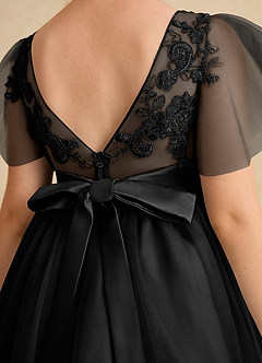Azazie Queenie Flower Girl Dresses Black A-Line Lace Dress image6