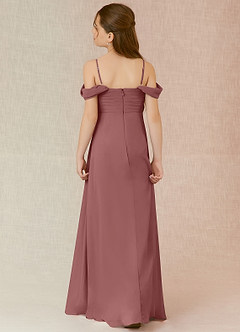 Azazie Kaitlynn Junior Desert Rose A-Line Off the Shoulder Chiffon Dress image2