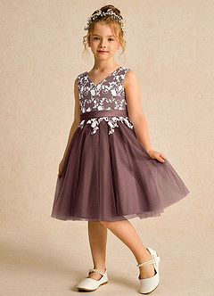 Azazie Butterfly vestidos de niña de las flores Vestido de Expresado de Encaje de Corte en A image4