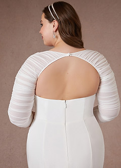 Azazie Marsella Vestidos de novia Vestido de Diamante Blanco de Satén con cara trasera de crepé de Corte Sirena con Sin tirantes image16