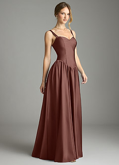 Azazie Evadina Suknie dla druhen Linia A Gorset Satyna elastyczna Do ziemi Sukienka image4